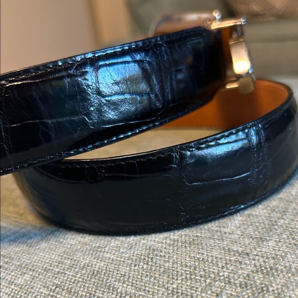 Brighton Black Leather Belt with Silver Buckle - Picture 4 of 6